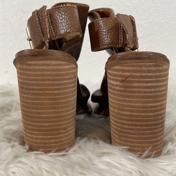 KELSI DAGGER BROOKLYN Metro Brown Peep Toe Ankle Block Heeled Booties Size 9 - Picture 5 of 11